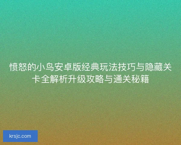 愤怒的小鸟安卓版经典玩法技巧与隐藏关卡全解析升级攻略与通关秘籍