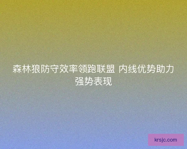 森林狼防守效率领跑联盟 内线优势助力强势表现